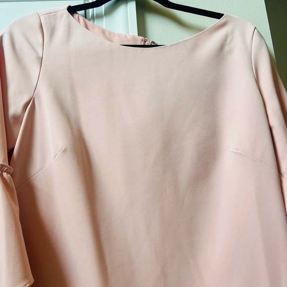 NWT Eliza J size 8 Elegant Light Pink Dress ruffled hemline, fluted sleeves. - Picture 6 of 9